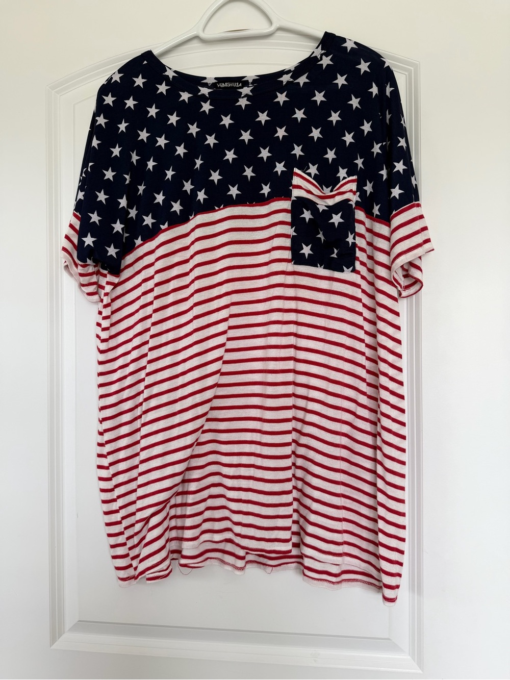 HEIMISH USA Navy & Red Star Splice Pocket Tee